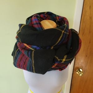 Asos Oversized Blanket Scarf Black Multi Plaid One Size Pre-owned Worn Once
